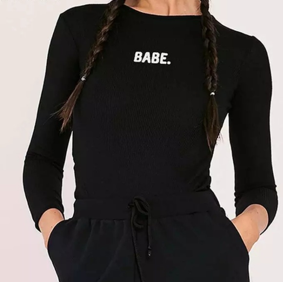 New with tags black 'BABE' long sleeved bodysuit - Picture 2 of 2